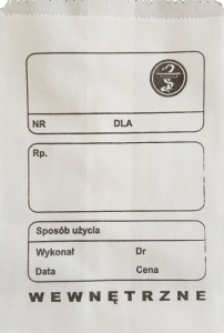 Torebki recepturowe BIAŁE z nadrukiem 120x170 mm x 100 szt.
